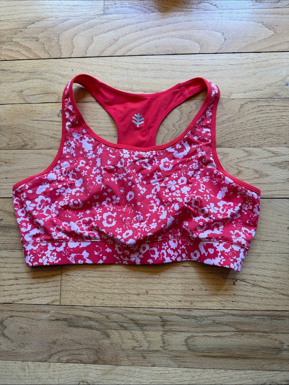 Coolibar Pink & White Floral Racerback Sports Bra